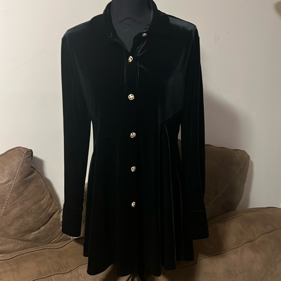 Velvet Suede Mini Dress Button Up/Button Up Shirt